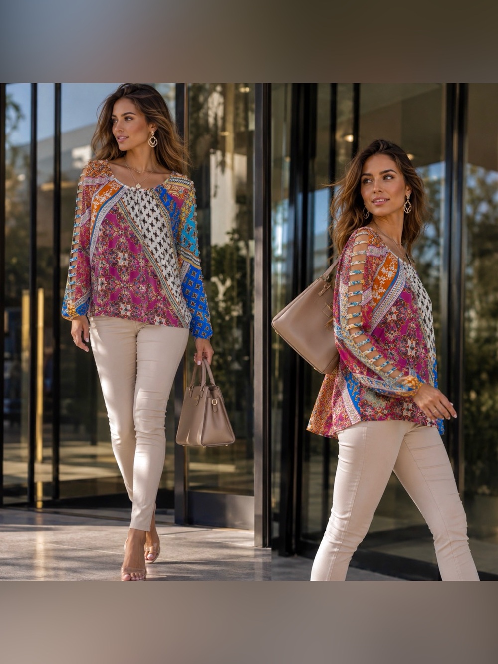 Spense Eclectic Paisley Patch Print Blouse - Size Med